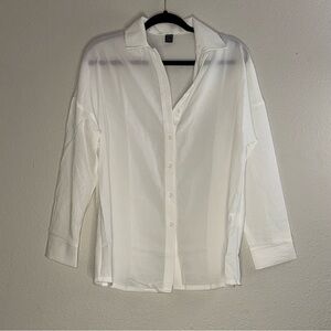 SHEIN White Semi-Sheer Button Down Shirt